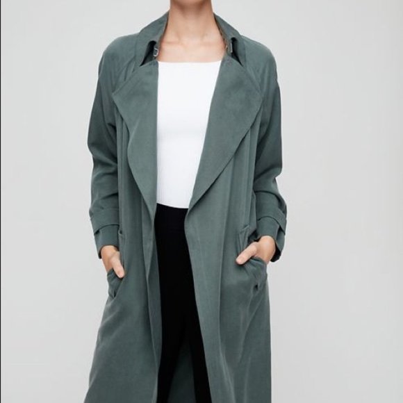 Aritzia Jackets & Blazers - Aritzia Babaton Lawson Trench coat Size Medium Sage Green